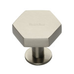 M Marcus Heritage Brass Hexagon Design Cabinet Knob with Rose 32mm